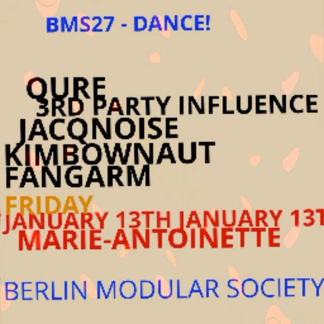 BMS27 flyer, listing QURE, JACQNOISE, 3RD PARTY INFLUENCE, KIMBOWNAUT
