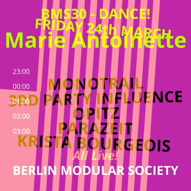 BMS30 flyer, listing Monotrail, 3rd Party Influence, Opitz, Parazeit